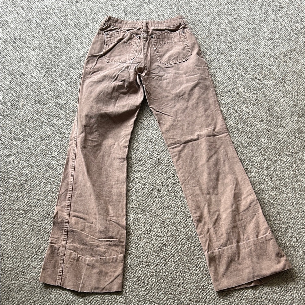 Vtg Chemin de Fer tan denim wide leg 70s boho jean 25-26